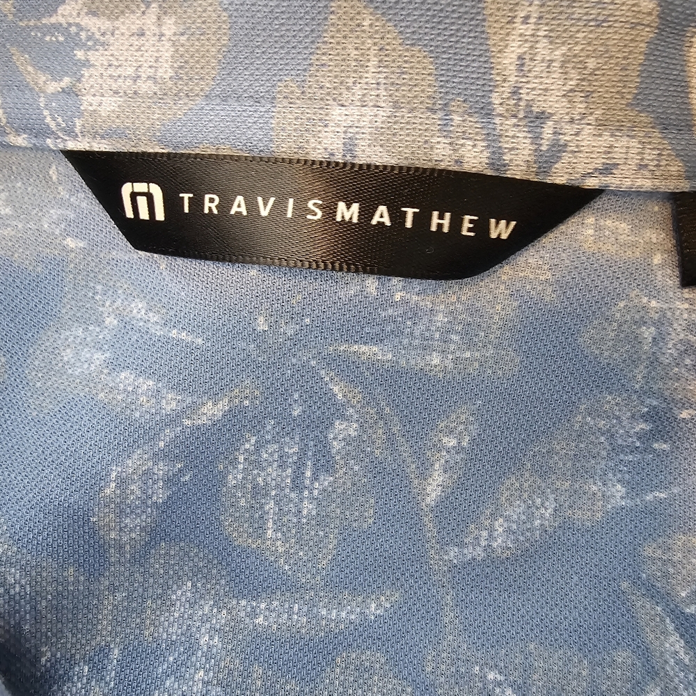 Travis Mathew Men's Blue Tropical Polo Shirt - Picture 8 of 11